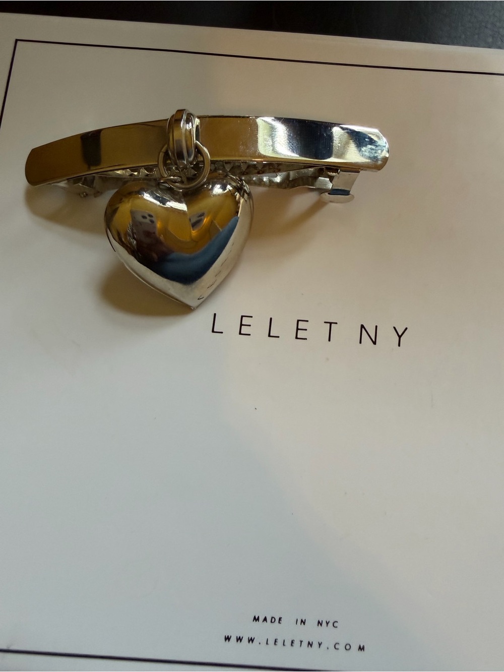 Lelet Gigi Heart Barrette  Silver Heart Charm Barrette
